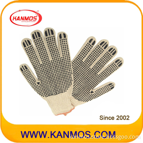 Black PVC Dotted Cotton Knitted Industrial Safety Work Gloves (61003)